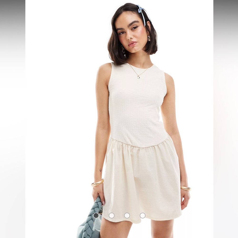 Poplin Mini Dress with Long Waistline